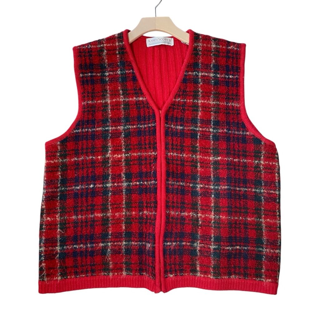 VINTAGE KAREN SCOTT Christmas Plaid Sweater Vest